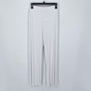 Enza Costa Women's Rayon Wide Leg Pants Elastic Waist NEW Sz M White Rib Knit